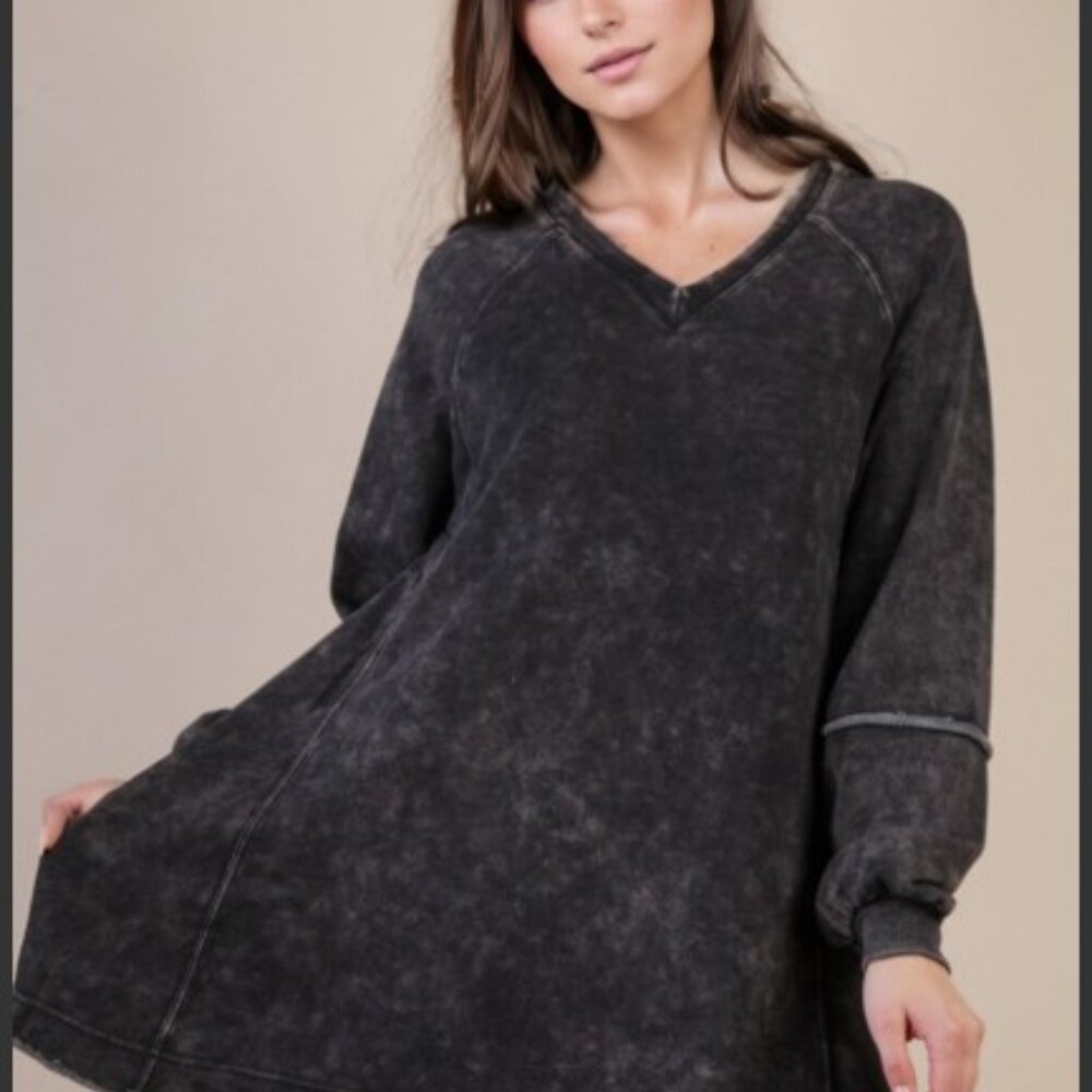Mineral Washed Oversized A-Line Sweatshirt